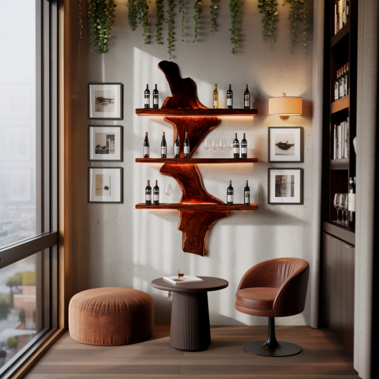 Driftwood Edge Floating Wine Rack