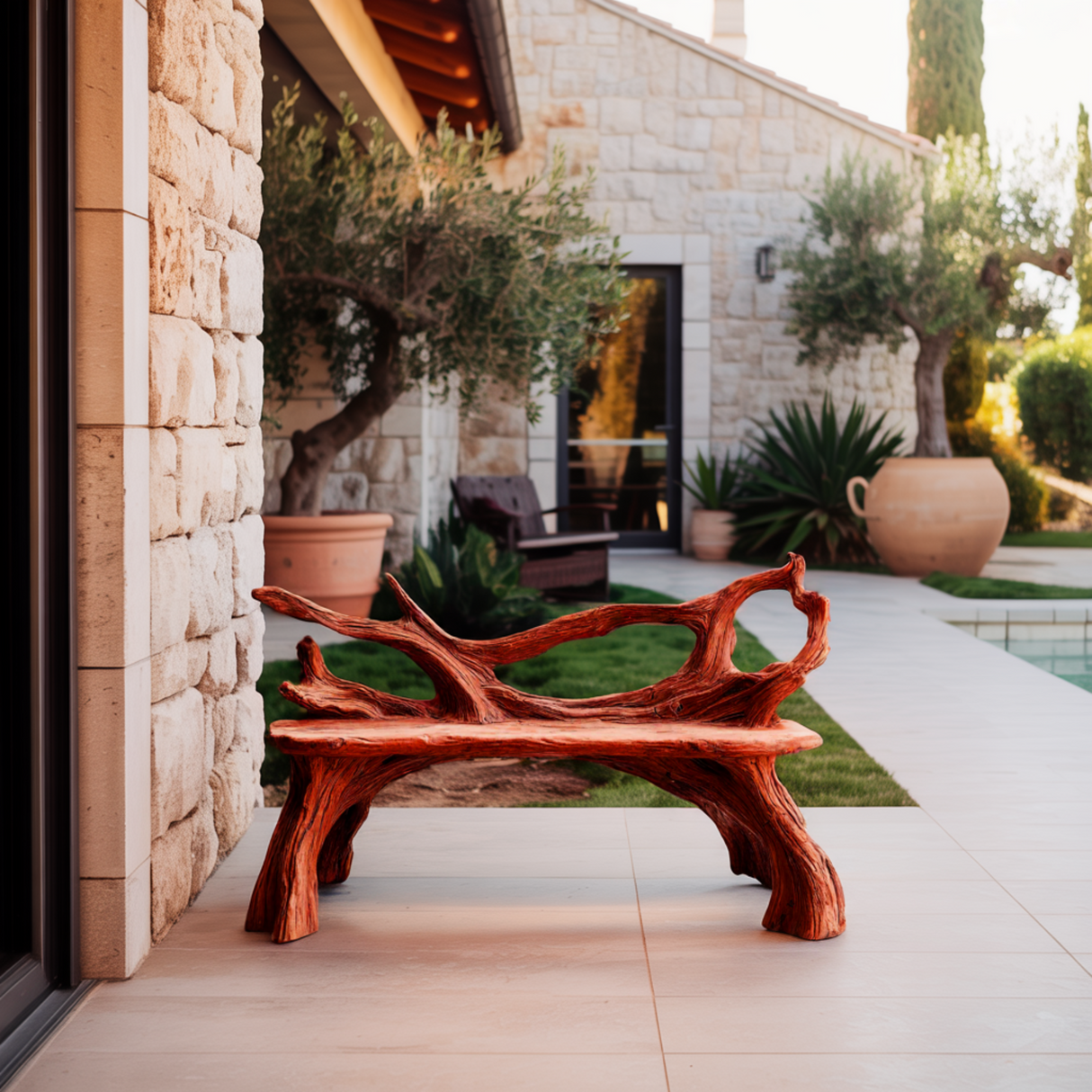 Driftwood Grove Handcrafted Live Edge Outdoor Bench - Timberustic Bench
