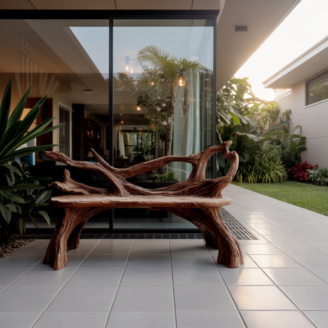 Driftwood Grove Handcrafted Live Edge Outdoor Bench - Timberustic Bench