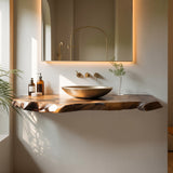 Driftwood Live Edge Wood Floating Bathroom Vanity
