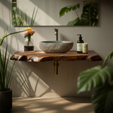 Driftwood Live Edge Wood Floating Bathroom Vanity