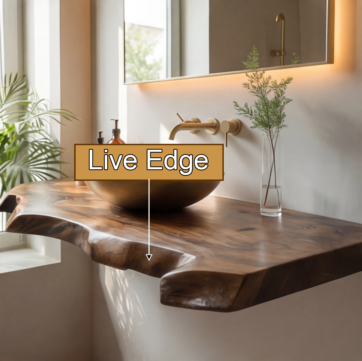 Driftwood Live Edge Wood Floating Bathroom Vanity - Timberustic Floating Bathroom Vanity