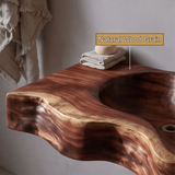 Duskridge Handcrafted Live Edge Solid Wood Floating Bathroom Vanity with Integrated Sink