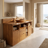 Elaris Handcrafted Solid Wood Freestanding Bathroom Vanity with Drawers