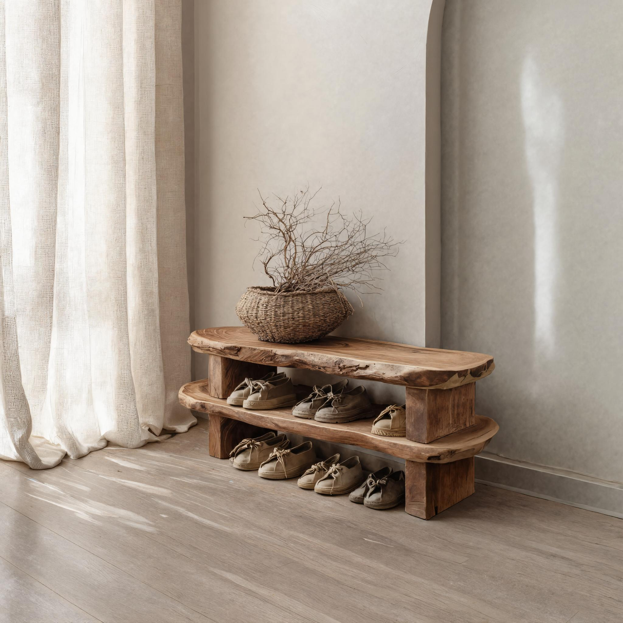 Earthline Live Edge Solid Wood Shoe Rack - Timberustic Shoe Rack
