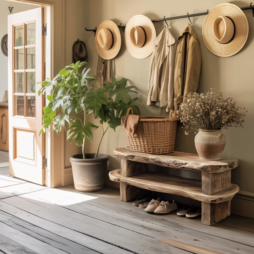 Earthline Live Edge Solid Wood Shoe Rack | Organic Rustic Entry Bench ...