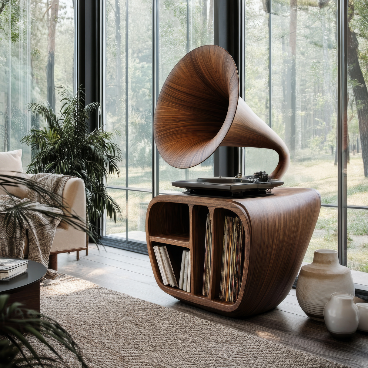 Echoforge Handcrafted Solid Wood Record Player Stand