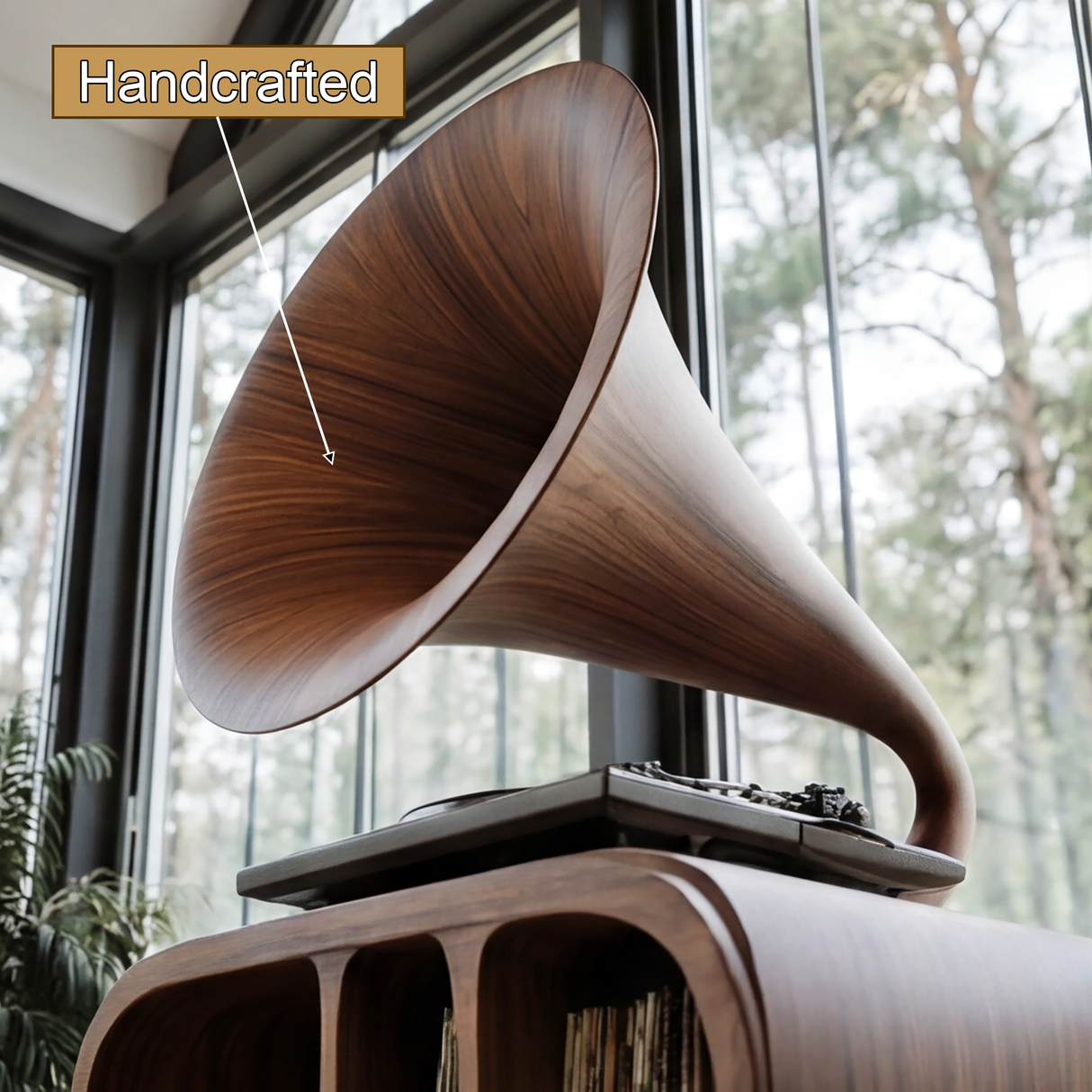 Echoforge Handcrafted Solid Wood Record Player Stand
