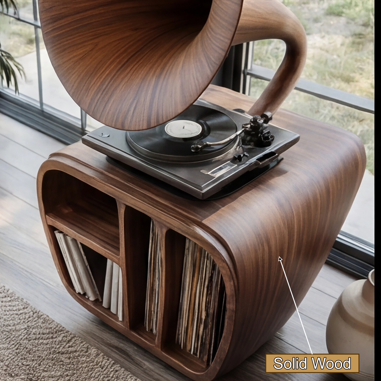 Echoforge Handcrafted Solid Wood Record Player Stand