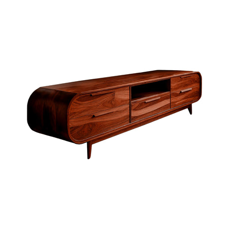 Echra Mid-Century Handcrafted Solid Wood TV Cabinet with Drawers