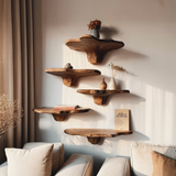 Echra Sculptural Handcrafted Solid Wood Mushroom Floating Shelf