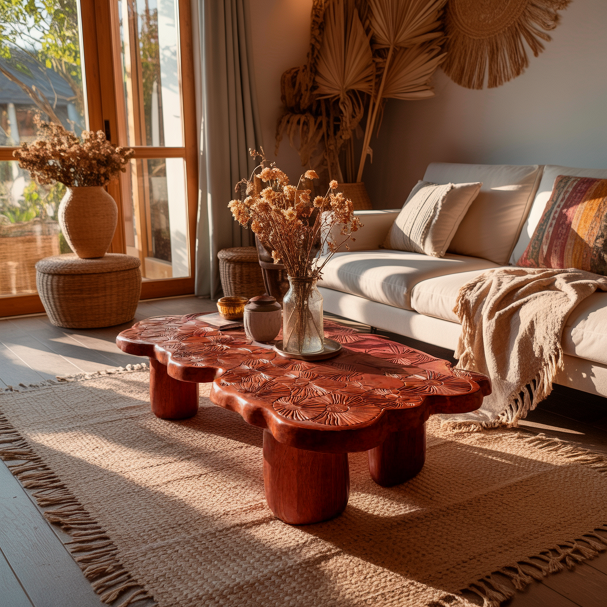 Elara Bloom Solid Wood Coffee Table