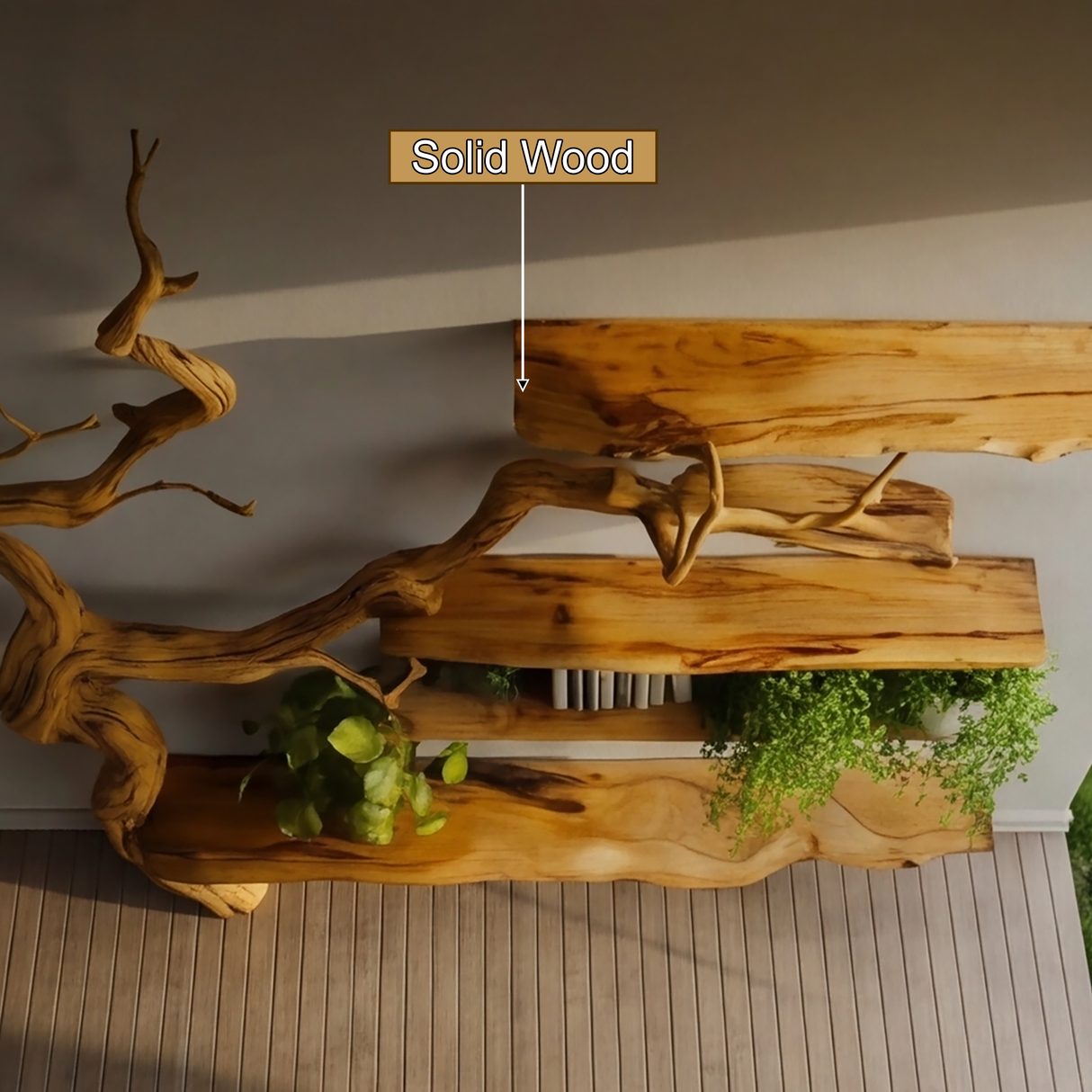 Elara Organic Modern Solid Wood Tree Bookshelf - Timberustic Tree Bookshelf