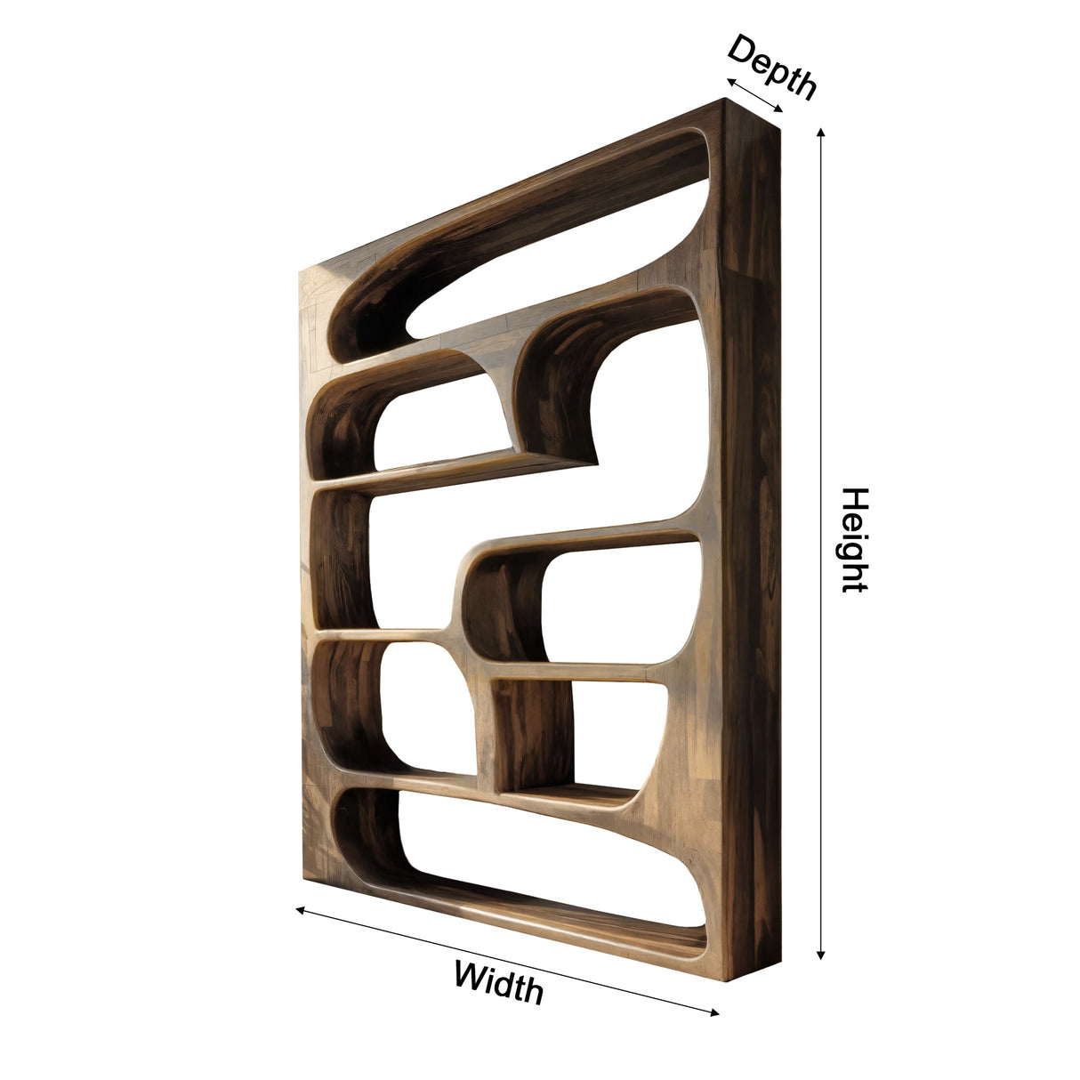 Elara Sculptural Organic Solid Wood Bookshelf