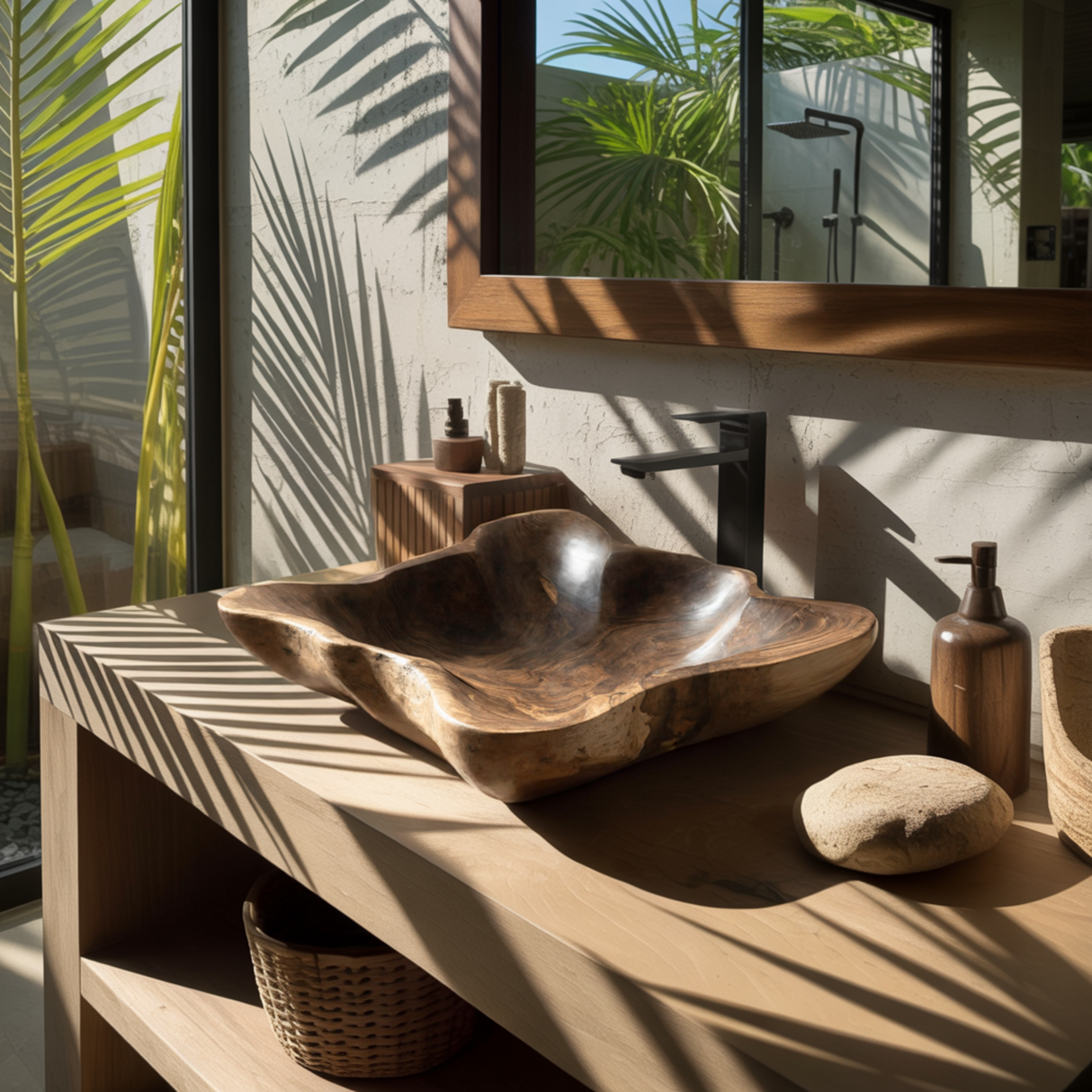 Elarin Bloom Handcrafted Solid Wood Vessel Sink