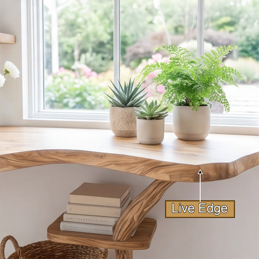 Elarin Sculpted Solid Wood Console Table with Shelves, Organic Modern ...