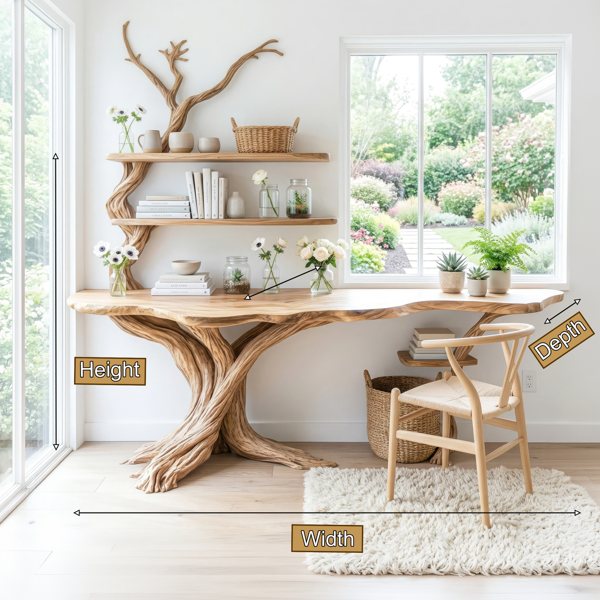 Elarin Sculpted Solid Wood Console Table with Shelves - Timberustic Console Table with Shelves