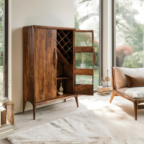 Elarion Handcrafted Solid Wood Bar Cabinet - Timberustic Bar Cabinet