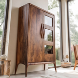 Elarion Handcrafted Solid Wood Bar Cabinet