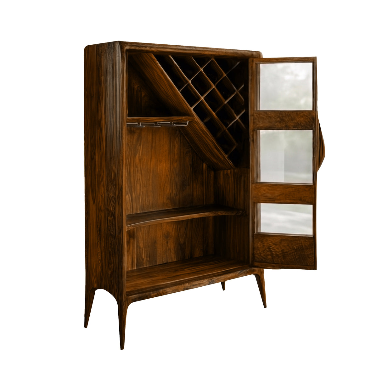 Elarion Handcrafted Solid Wood Bar Cabinet