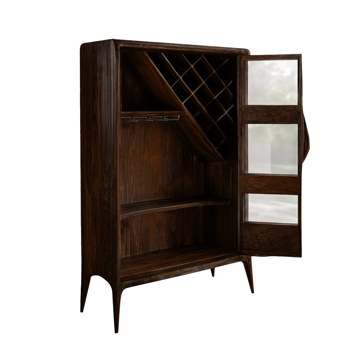 Elarion Handcrafted Solid Wood Bar Cabinet