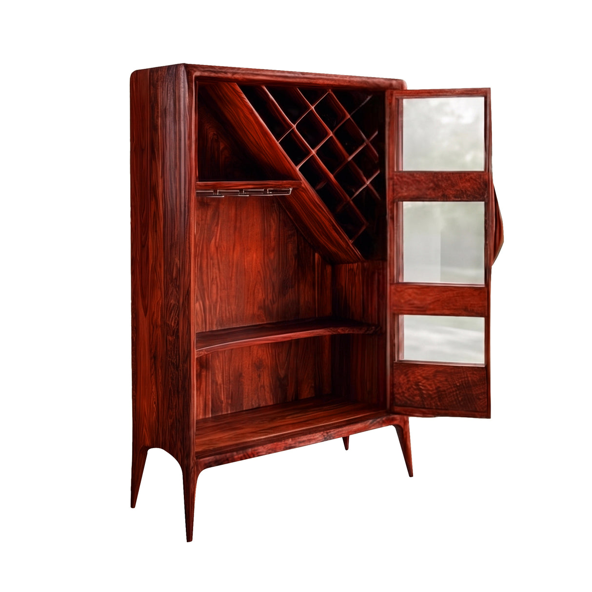 Elarion Handcrafted Solid Wood Bar Cabinet