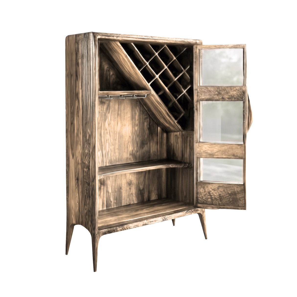 Elarion Handcrafted Solid Wood Bar Cabinet