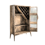 Elarion Handcrafted Solid Wood Bar Cabinet