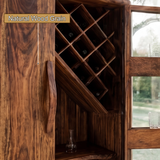 Elarion Handcrafted Solid Wood Bar Cabinet