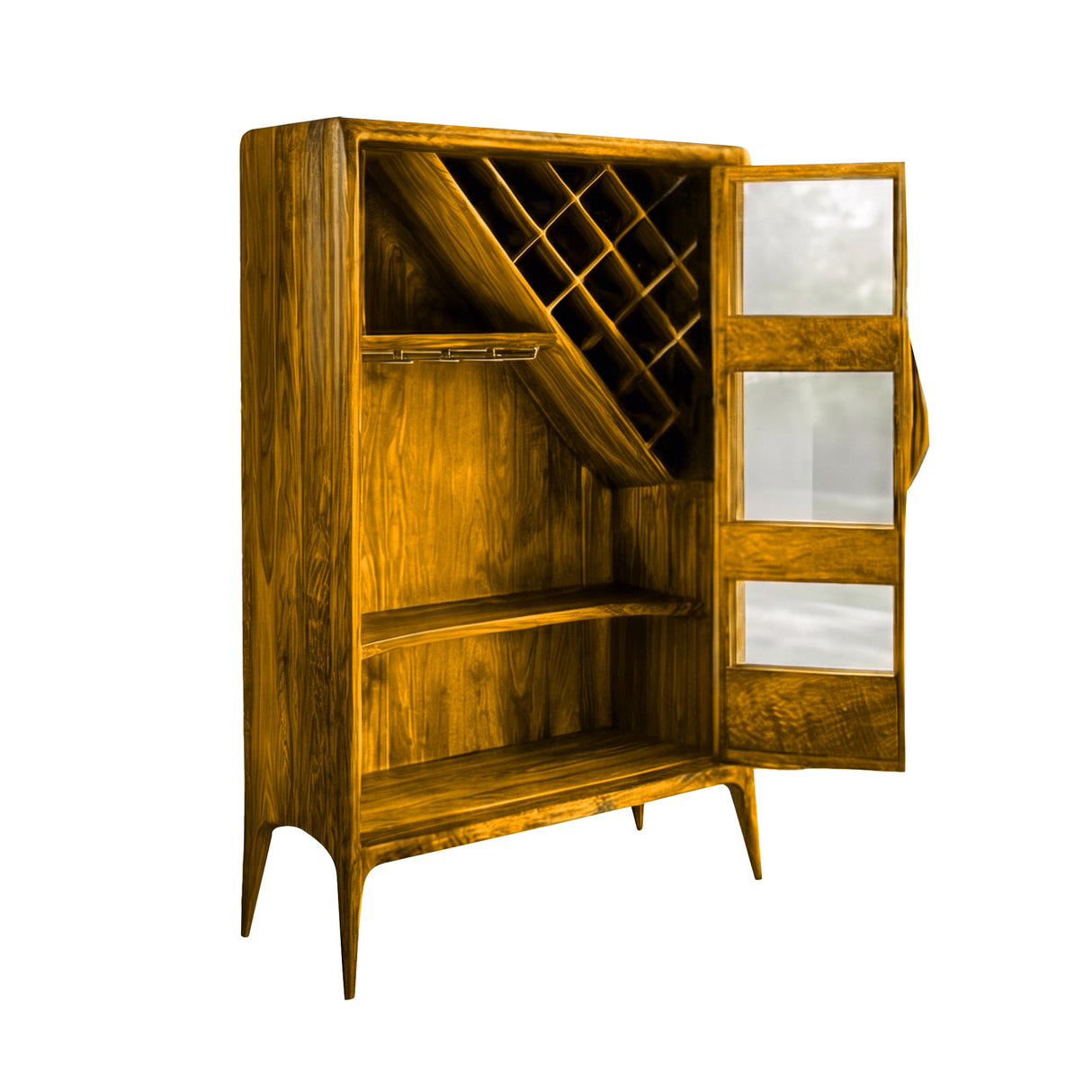 Elarion Handcrafted Solid Wood Bar Cabinet