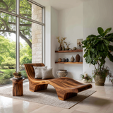 Elarion Handcrafted Solid Wood Chaise Lounge