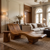Elarion Handcrafted Solid Wood Chaise Lounge