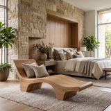 Elarion Handcrafted Solid Wood Chaise Lounge