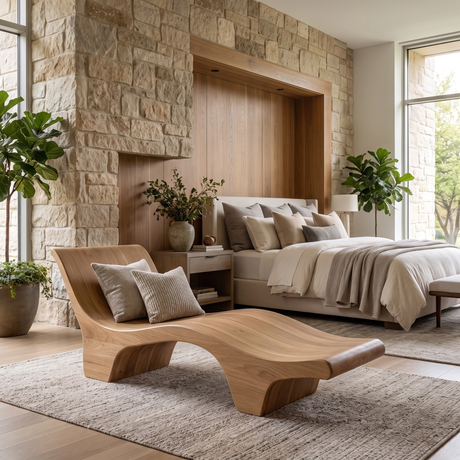 Elarion Handcrafted Solid Wood Chaise Lounge