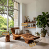 Elarion Handcrafted Solid Wood Chaise Lounge