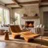 Elarion Handcrafted Solid Wood Chaise Lounge
