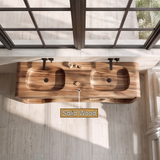 Elarion Handcrafted Solid Wood Freestanding Bathroom Vanity with Integrated Sinks and Drawers