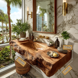 Elarion Live Edge Solid Wood Floating Bathroom Vanity with Integrated Sink SPA572004 - Timberustic Floating Bathroom Vanity with Integrated Sink
