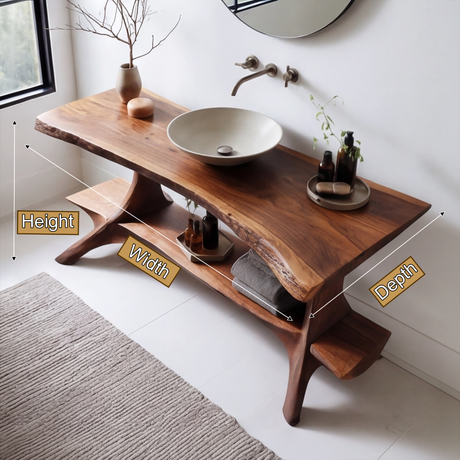 Elarion Rootform Solid Wood Freestanding Bathroom Vanity with Shelves - Timberustic Freestanding Bathroom Vanity with Shelves