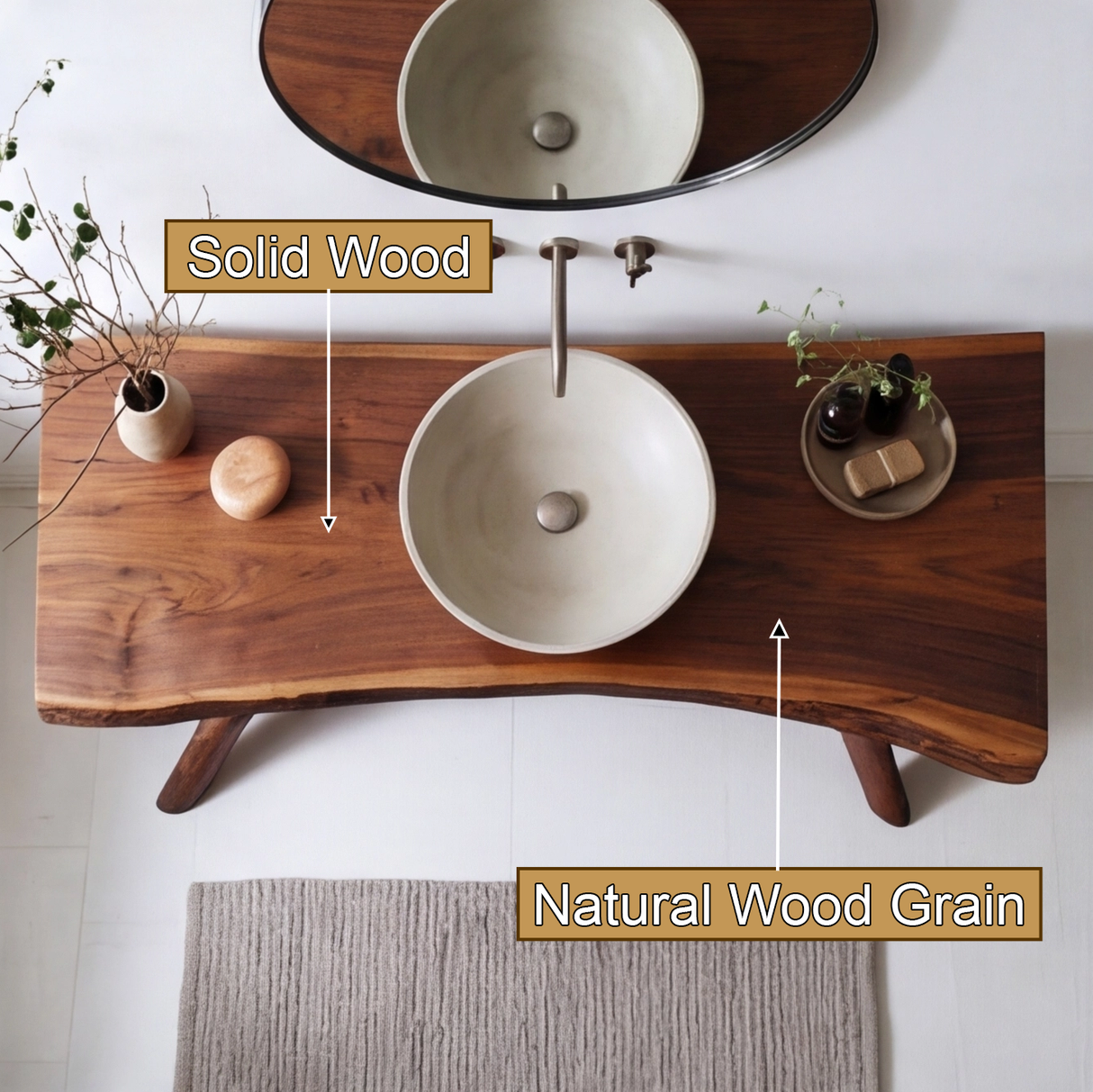 Elarion Rootform Solid Wood Freestanding Bathroom Vanity with Shelves - Timberustic Freestanding Bathroom Vanity with Shelves