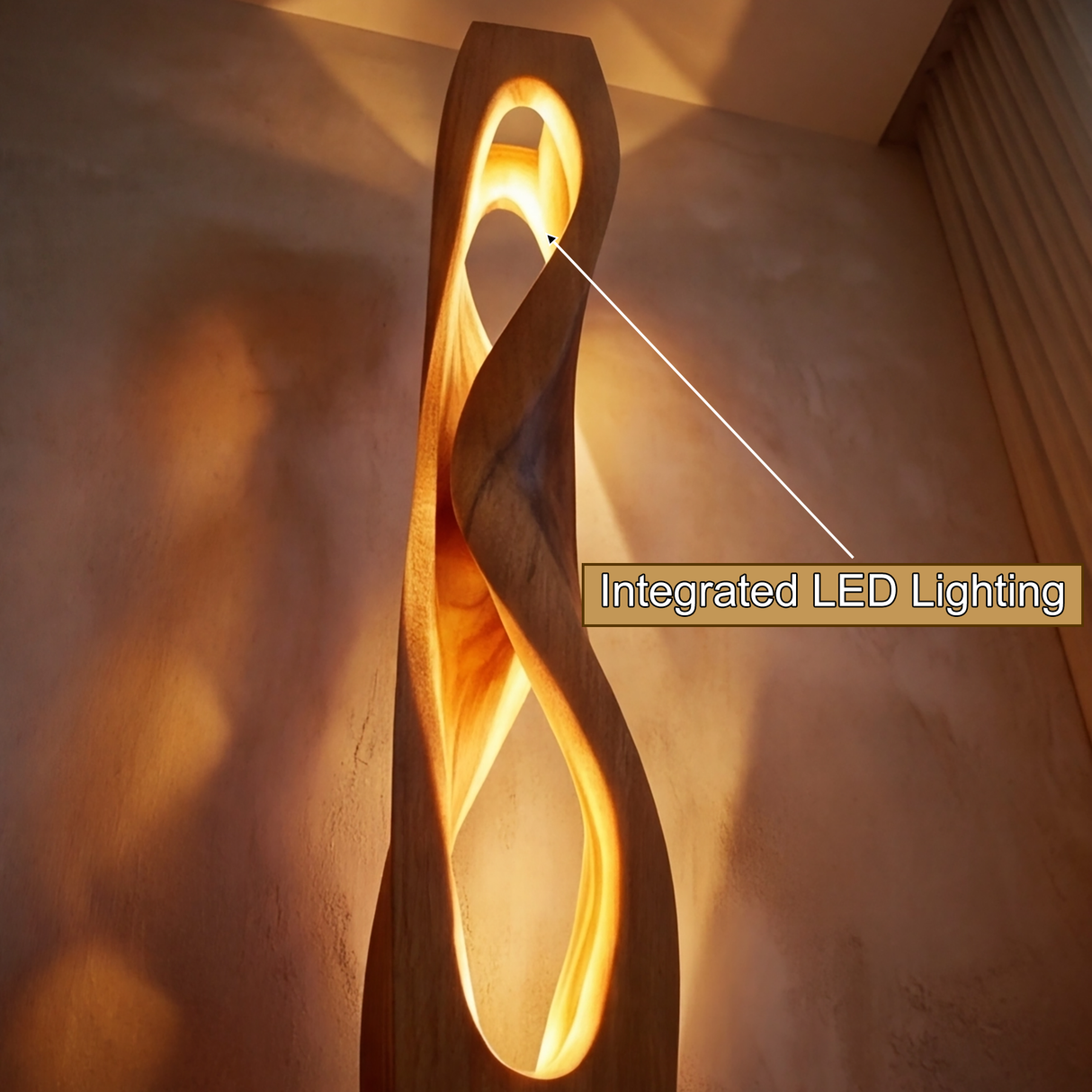 Elarion Sculpted Helix Integrated LED Wood Floor Lamp - Timberustic Floor Lamp