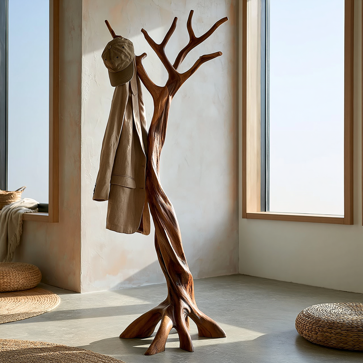 Elarion Sculpted Solid Wood Tree Coat Rack - Timberustic Tree Coat Rack