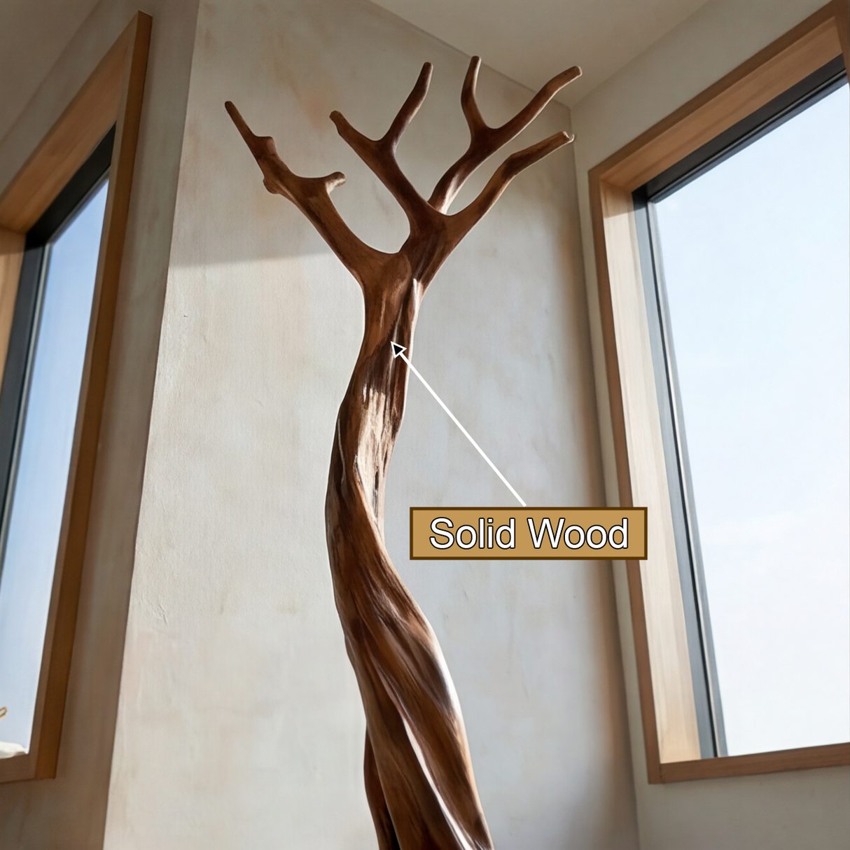 Elarion Sculpted Solid Wood Tree Coat Rack - Timberustic Tree Coat Rack