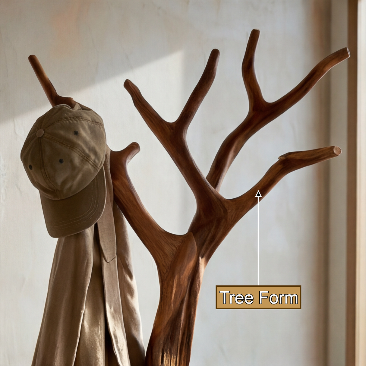 Elarion Sculpted Solid Wood Tree Coat Rack - Timberustic Tree Coat Rack