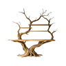 Elarion Tree Trunk Sculpted Solid Wood Console Table with Shelves Natural Oak - Timberustic Console Table with Shelves