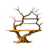 Elarion Tree Trunk Sculpted Solid Wood Console Table with Shelves Teak - Timberustic Console Table with Shelves