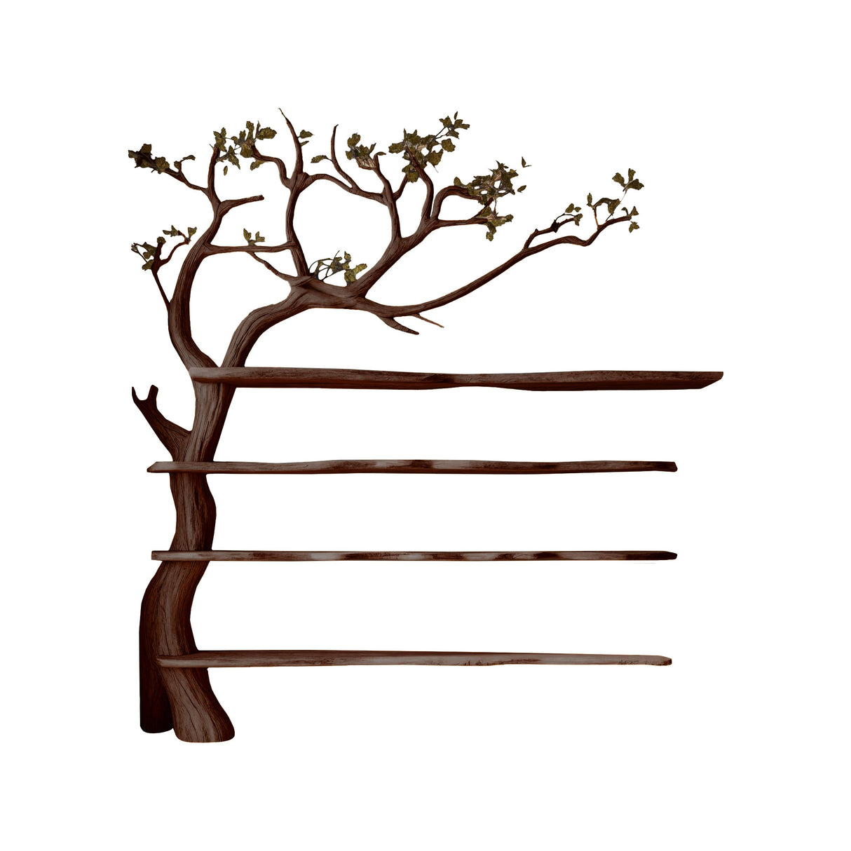 Elaris Branch Solid Wood Tree Bookshelf Dark Walnut - Timberustic Tree Bookshelf