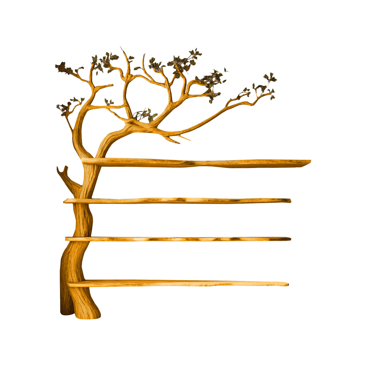 Elaris Branch Solid Wood Tree Bookshelf Teak - Timberustic Tree Bookshelf