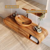 Elaris Curved Solid Wood Floating Bathroom Vanity with Drawers SPA984822 - Timberustic Floating Bathroom Vanity With Drawers