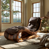 Elaris Handcrafted Sculpted Solid Wood Chaise Lounge